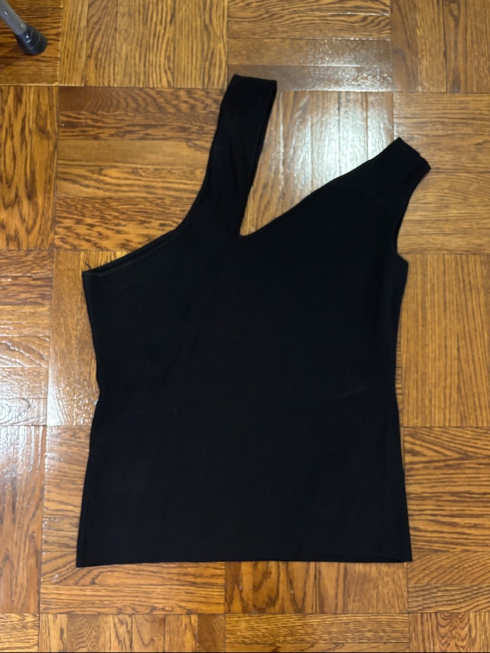 Nanushka Black One-Shoulder Asymmetric Tank Top